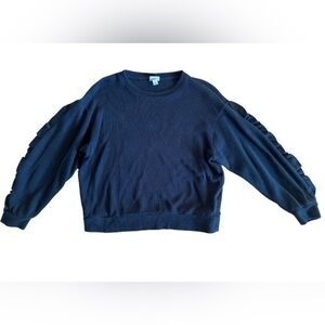A New Day-Women's Ruffle Sleeve Sweater Black Size S